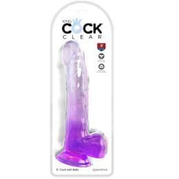 KING COCK - CLEAR DILDO WITH TESTICLES 20.3 CM PURPLE 2